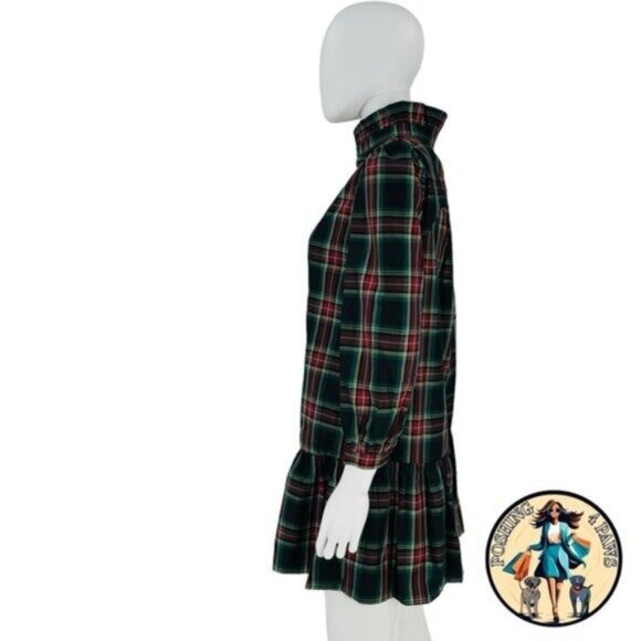 Tuckernuck NEW Palmerston Tartan Plaid Drop Waist Long Sleeve Mini Dress Size S - Picture 11 of 16